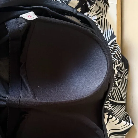 Unbranded Swimdress 1 Piece Adjustable Straps Blk & Wht Tropical Print Size XL - Picture 7 of 12